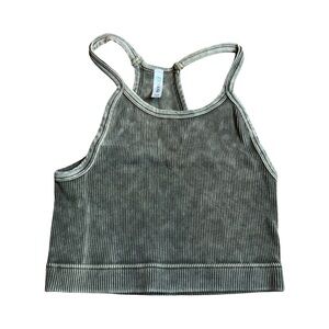 Zenana Outfitters Olive Green High-Neck Crop Top